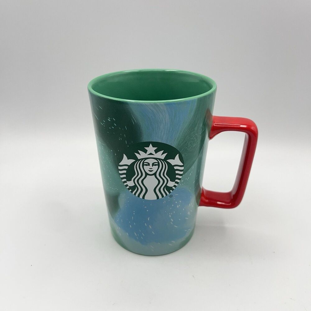 Starbucks 2024 Holiday Green Blue Marbled Coffee Cup Mug 13 Oz